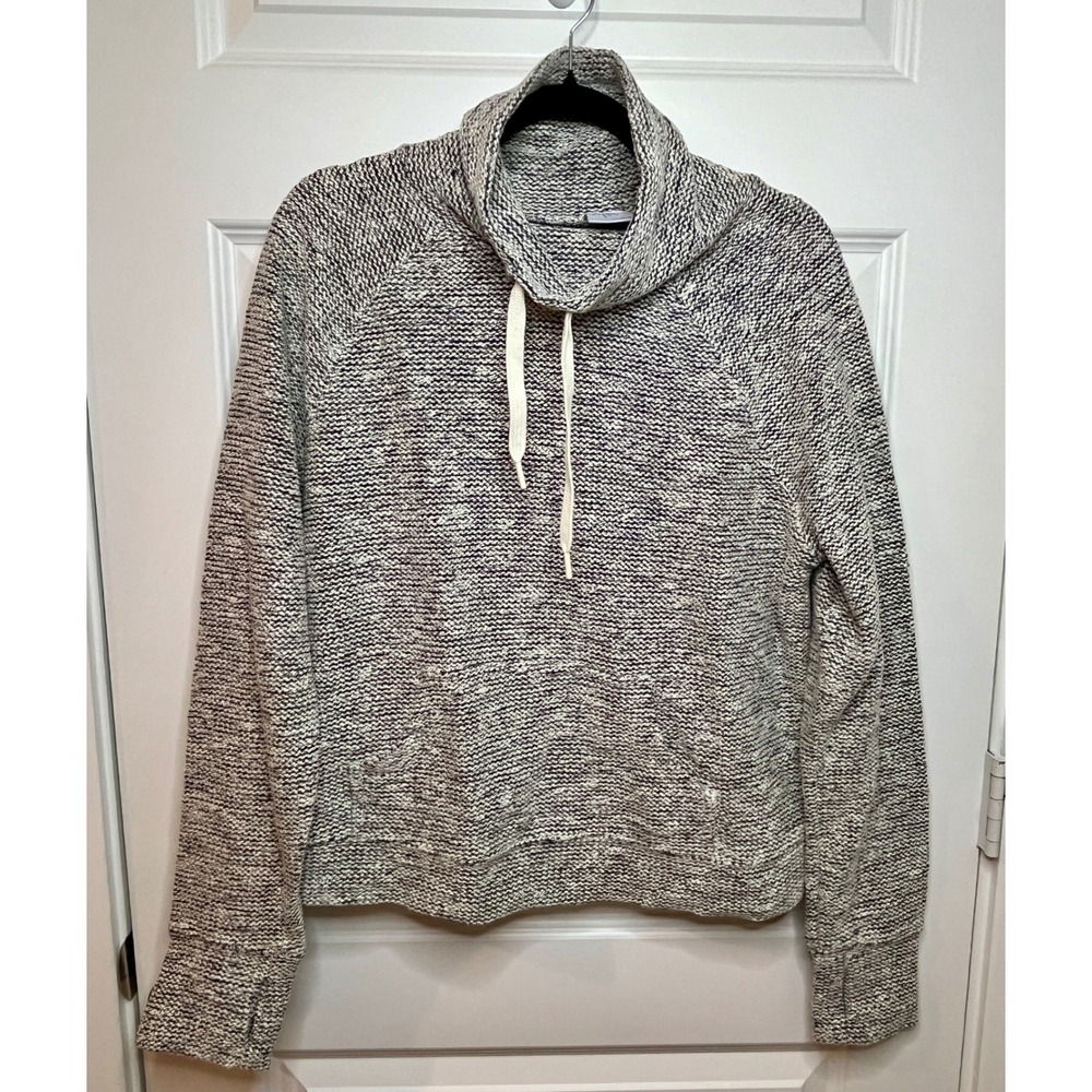 Offline By Aerie Sweater Textured Turtleneck Black/Cream Thermal V-neck Sz Large